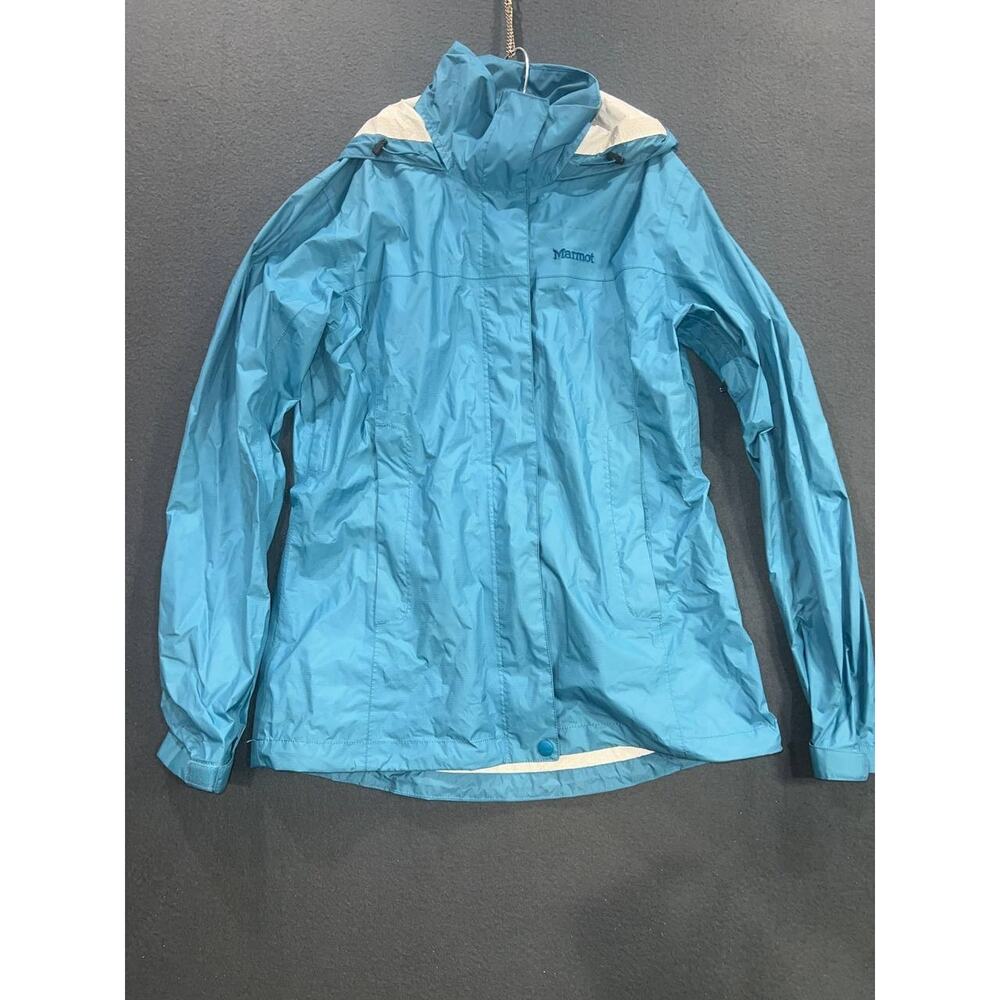 Marmot Jacket Rain coat S Blue Hooded Waterproof Breathable Packin A009010 - Picture 11 of 11